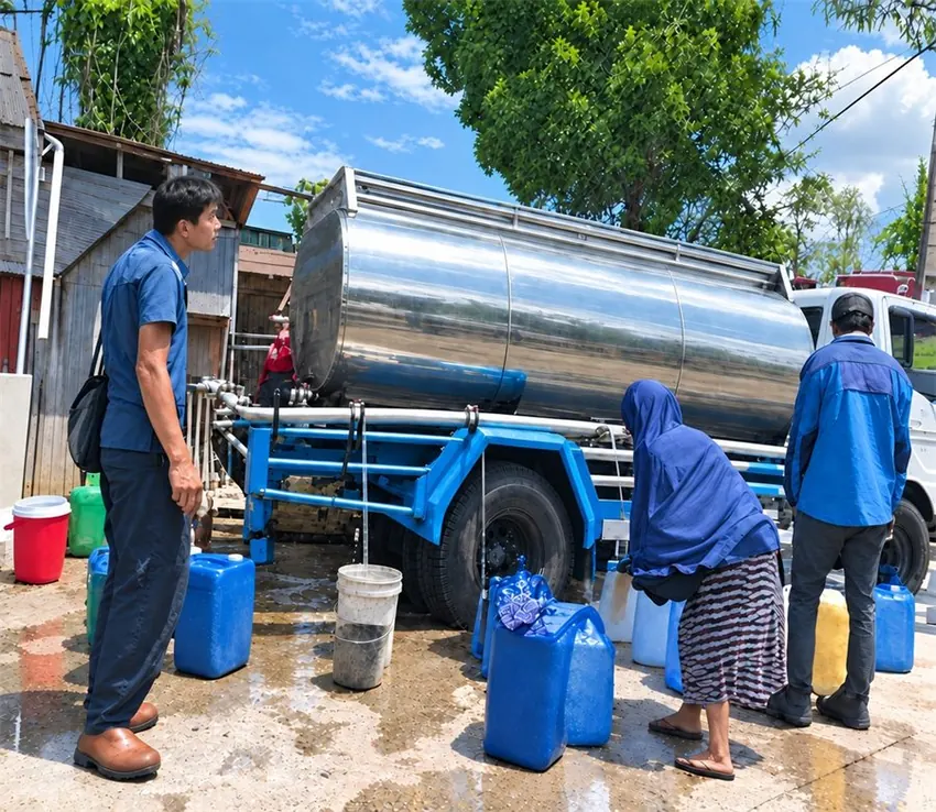 Water tanker supporting a nearby village during the dry season